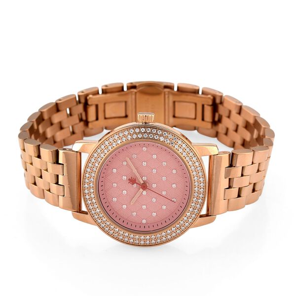WILLIAM HUNT - Schweizer Uhrwerk, Saphirglas, Moissanit, Uhren 316L Edelstahl IP Rosa Plattierung image number 4