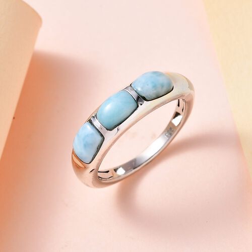 Larimar Ring, 925 Silber platiniert (Größe 17.00) ca. 2.35 ct image number 1
