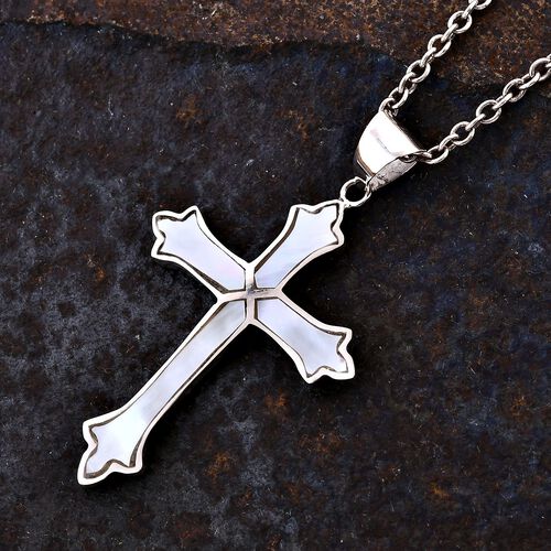 Royal Bali Kollektion- Perlmutt Kreuz Anhänger image number 1