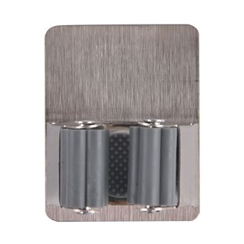 4er-Set Wandhaken aus Edelstahl, selbstklebend, f&uuml;r Besen und Haushaltsger&auml;te, 5,3x6,7cm, Silber