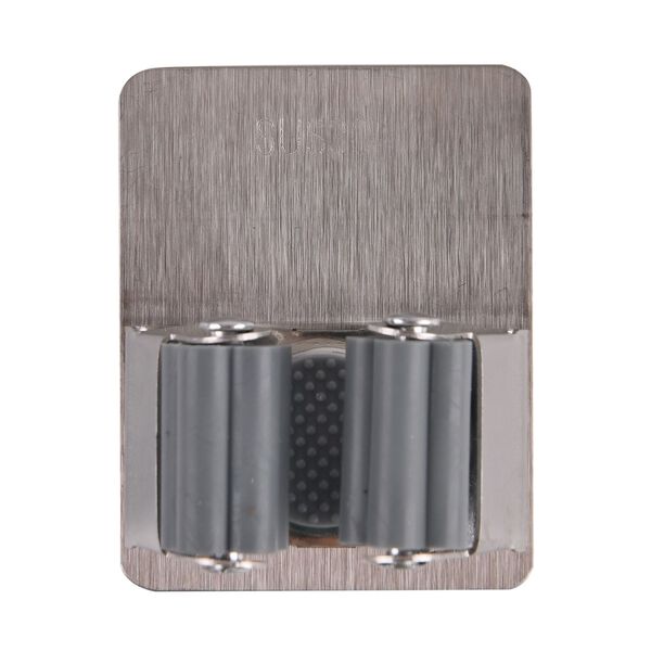 4er-Set Wandhaken aus Edelstahl, selbstklebend, f&uuml;r Besen und Haushaltsger&auml;te, 5,3x6,7cm, Silber image number 2