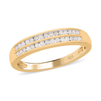 Wei&szlig;er Diamant Ring, 925 Silber Gelbgold Vermeil, (Gr&ouml;&szlig;e 18.00), ca. 0.33 ct