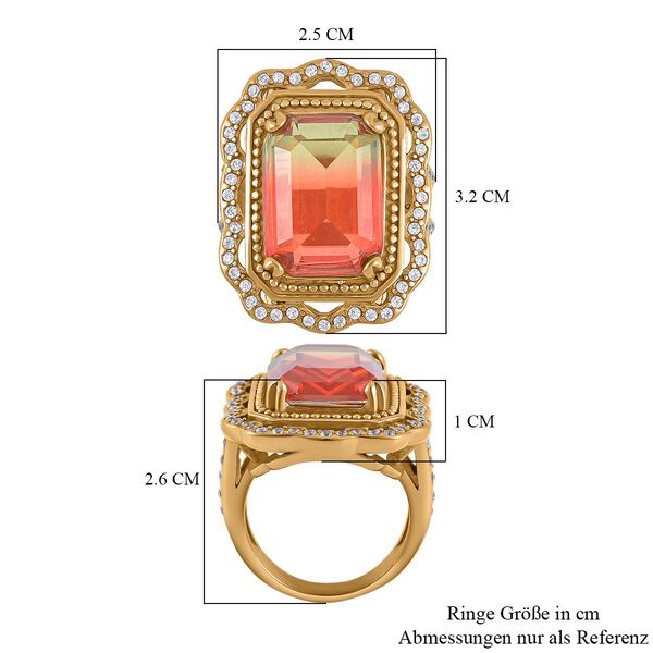 Kristall, Weißer Zirkonia Ring, Reiner Edelstahl vergoldet, (Größe 16.00) image number 7