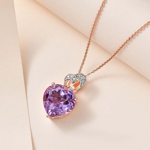 GP Art Déco Kollektion - Rose De France Amethyst, Diamant und Kanchanaburi blauer Saphir-Anhänger mit Kette in Silber image number 2