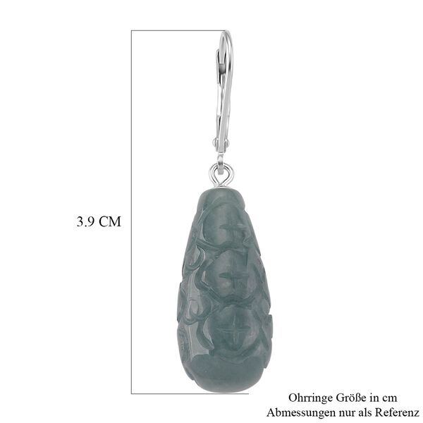EXTREM SELTEN - Nat&uuml;rlicher Olmek Jadeit Ohrringe 925 Silber rhodiniert ca. 55.00 ct image number 4