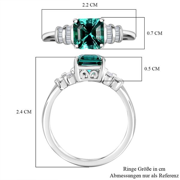 RHAPSODY - AAAA Pirineu Lagunen Turmalin (ASSCHER SCHLIFF), Weißer Diamant SGL zertifiziert Ring 950 Platin (Größe 20.00) ca. 1.97 ct image number 7