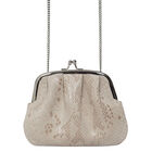 ASSOTS LONDON - Geldbörse aus 100% echtem Leder mit abnehmbarem Schulterriemen, Schlangenmuster, Beige