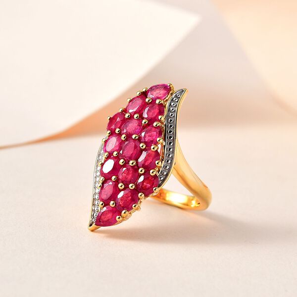 Afrikanischer Rubin (Fissure gef&uuml;llt) Ring, 925 Silber vergoldet (Gr&ouml;&szlig;e 21.00) ca. 4.01 ct image number 2