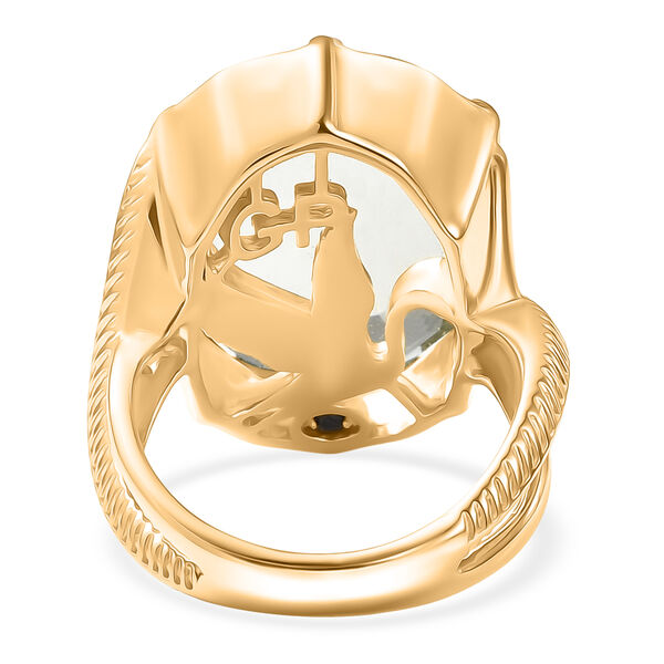 GP - AA Prasiolith, Kanchanaburi Blauer Saphir Ring 925 Silber 750 Gelbgold Vermeil (Gr&ouml;&szlig;e 17.00) ca. 16,50 ct image number 6