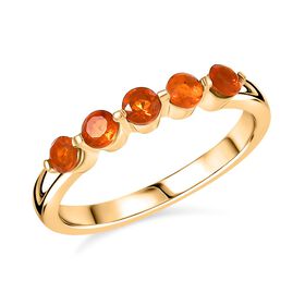 D'Joy AA Salamanca Feueropal Ring 925 Silber 750 Gelb Vergoldet (Größe 17.00) ca. 0,41 ct