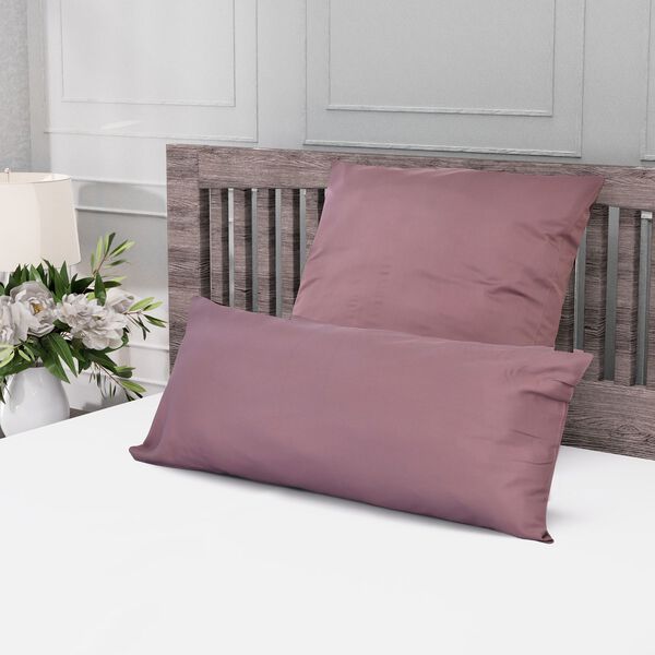 Serenity Night - 2er-Set Kissenbez&uuml;ge aus Bambus, atmungsaktiv, temperaturausgleichend, hypoallergen - 80x80cm und 40x80cm, Mauve