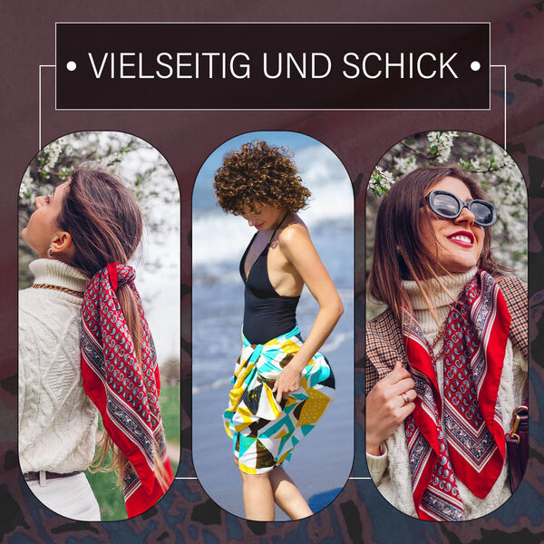 LA MAREY - 100% Maulbeeren-Seidenschal, Chiffon, 110x180cm, Rosa-blau image number 5