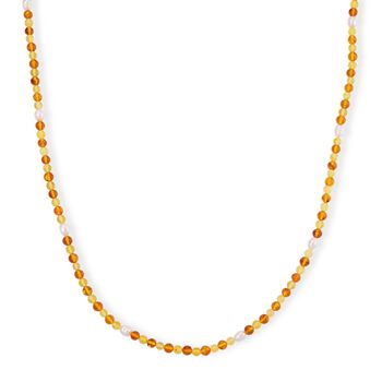 Wei&szlig;e S&uuml;&szlig;wasser Perle und Bernstein Halskette, 50+5cm