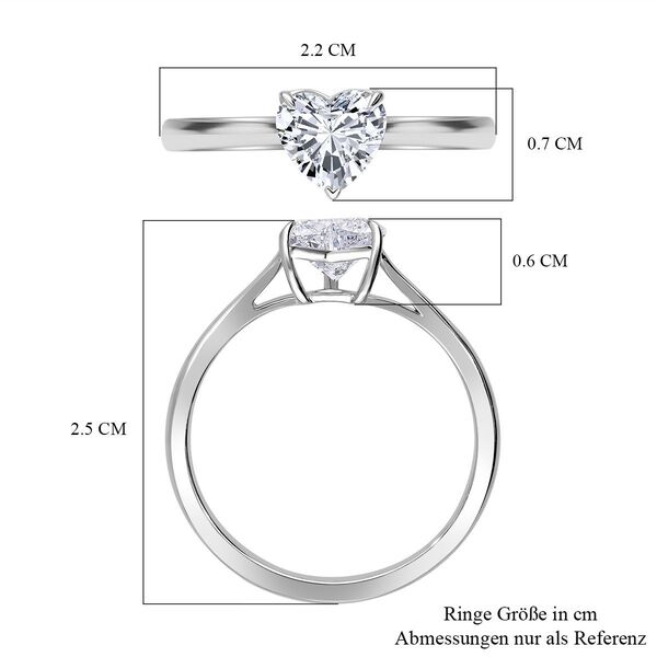 LUXURIANT SGL zertifizierter VS-EF Labor Herz Diamant Ring in 950 Platin - 1 ct. image number 4