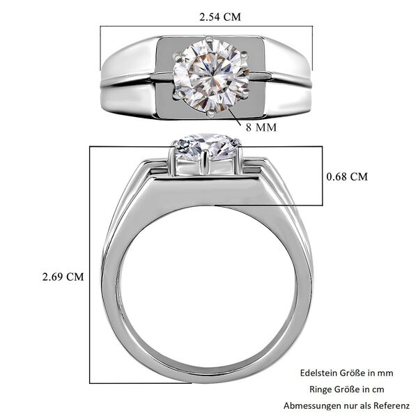 LUSTRO STELLA Hergestellt mit ZIRKONIA Herren Ring 925 Silber Platin-&Uuml;berzug (Gr&ouml;&szlig;e 20) image number 6