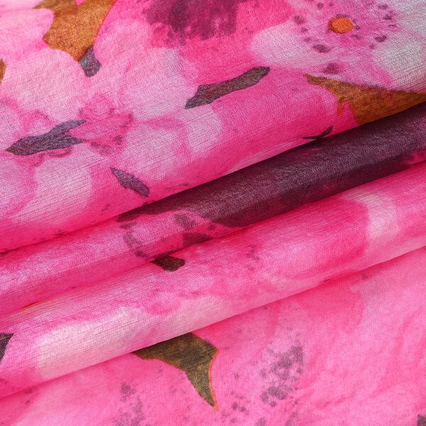 LA MAREY – Satinschal aus Maulbeerseide, Pfirisch-Rosafarben mit Blumenmuster image number 6