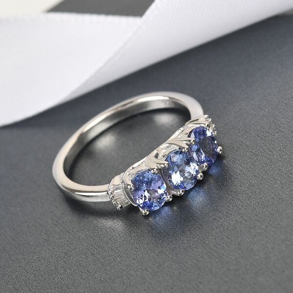 Tansanit und Diamant Trilogie Ring - 1,01 ct. image number 2