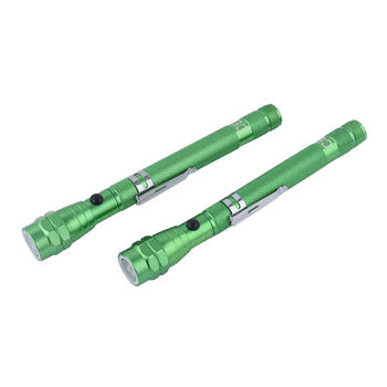 2er Set - Flexible LED Taschenlampen aus Aluminium mit Magnet, 17x2.2cm, gr&uuml;n