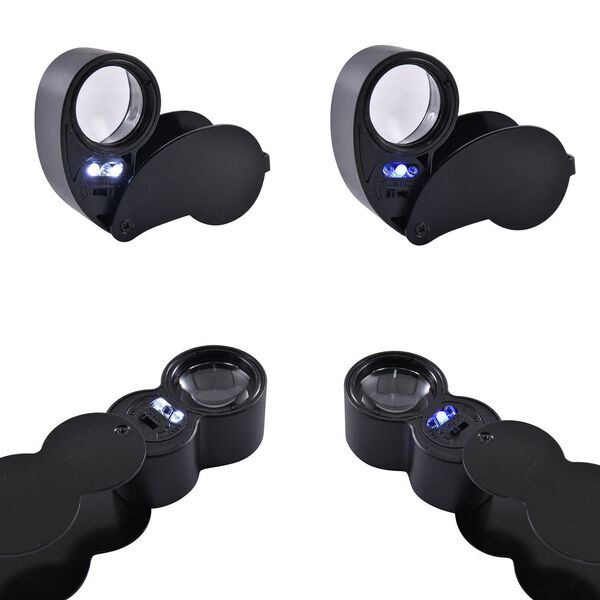 2er-Set Schmucklupen mit LED- und UV Licht,  6,2x3,3x2,2cm 40x Linse und  6,5x3,3x2,7 cm 30x Linse, Schwarz image number 7