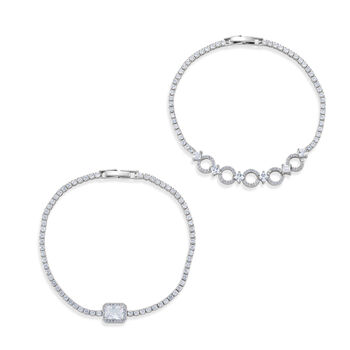Wei&szlig;es Zirkonia Schmuckset in Silberton