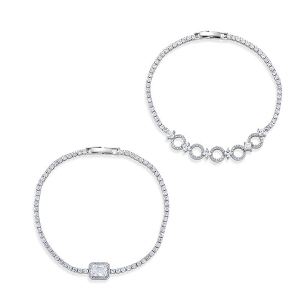 Wei&szlig;es Zirkonia Schmuckset in Silberton