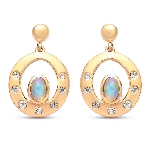 Äthiopische Opal und Zirkon-Ohrhänger in Silber image number 0