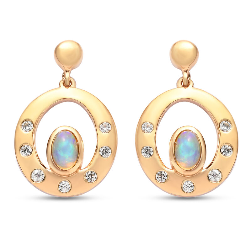 Äthiopische Opal und Zirkon-Ohrhänger in Silber image number 0