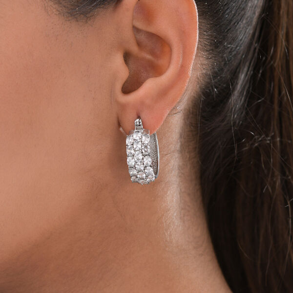 Wei&szlig;e Zirkonia-Creolen, Edelstahl ca. 8,96 ct image number 3