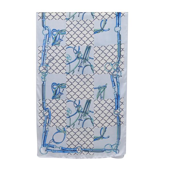 LA MAREY 100% Maulbeerseiden Schal, Blau image number 2