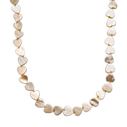 Goldene Farbe Muschelkernperle Halskette ca. 50 cm Reiner Edelstahl Standard