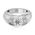88 Facetten Moissanit Ring, 925 Silber platiniert (Größe 16.00) ca. 1.46 ct