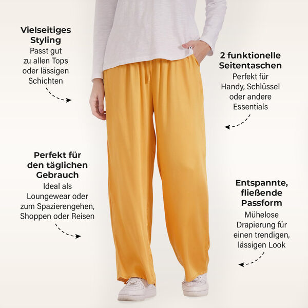 Locker geschnittene Damenhose mit Gummibund, Einheitsgr&ouml;&szlig;e, Gelb image number 3