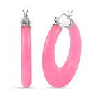 Gefärbte Rosa Jade Ohrringe 925 Silber rhodiniert ca. 78.50 ct