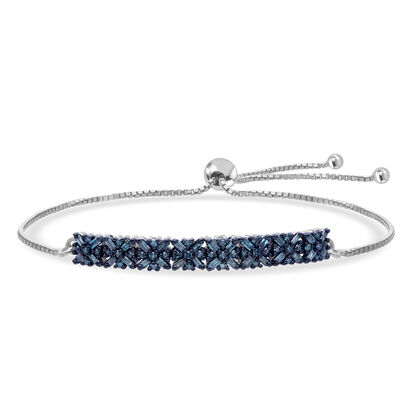 D'Joy Blauer Diamant Armband ca. 26.75 cm 925 Silber rhodiniert ca. 0.50 ct