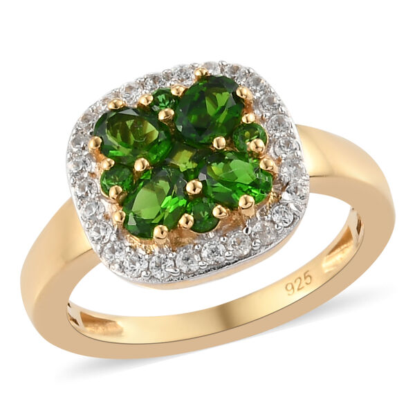 Natürlicher Chromdiopsid und Zirkon Ring 925 Silber vergoldet  ca. 1,26 ct image number 4