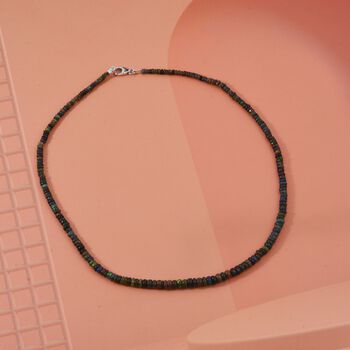 Schwarzer Opal Halskette ca. 45 cm 925 Silber rhodiniert ca. 45,00 ct.