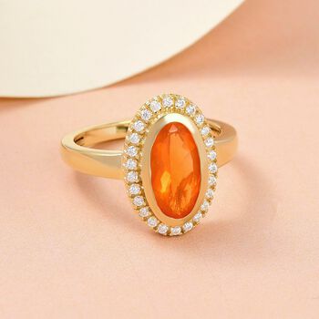 Purpurroter Feueropal, 925 Silber Gelbgold Vermeil, ca. 1.79 ct