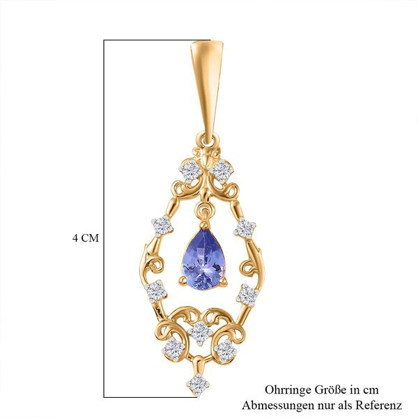 Tansanit, Wei&szlig;er Zirkon Ohrringe 925 Silber 750 Gelbgold Vermeil ca. 1.28 ct image number 6