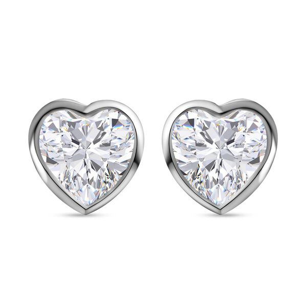 Asscher Schliff Moissanit Ohrstecker, 925 Silber rhodiniert, ca. 2.34 ct