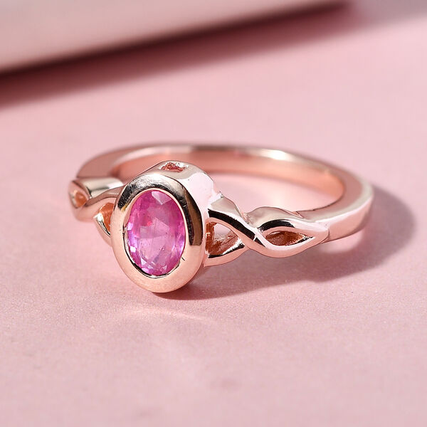 Premium Ilakaka Rosa Saphir Solitär-Ring, 925 Silber rosévergoldet, 1,09 ct. image number 2