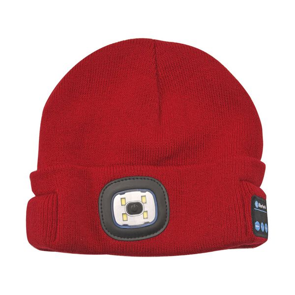 Vielseitige Strickm&uuml;tze mit Bluetooth und eingebautem LED-Licht, burgunder image number 9