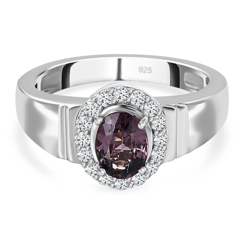 AA Lavendel-Spinell, Weißer Zirkon Ring, 925 Silber platiniert (Größe 18.00) ca. 1.19 ct image number 0