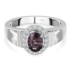 AA Lavendel-Spinell, Weißer Zirkon Ring, 925 Silber platiniert (Größe 18.00) ca. 1.19 ct