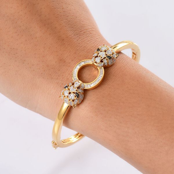 GP Kollektion - Multi Diamant und Kanchanaburi blauer Saphir 19cm Armreif und Ohrringe image number 11