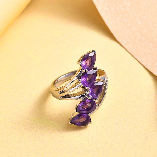 Afrikanischer Amethyst-Ring, (Größe 16.00) Edelstahl, ca. 3.23 ct image number 2