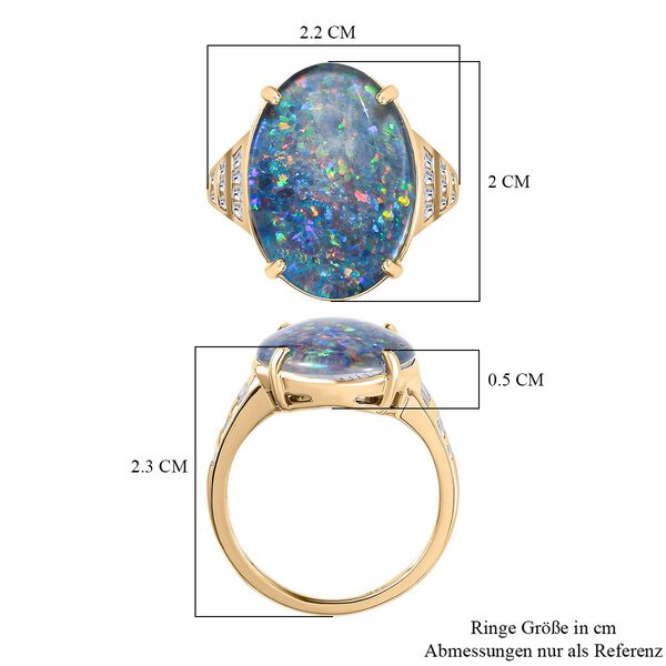 Boulder Opal Triplett und Zirkon Ring - 7,14 ct. image number 7