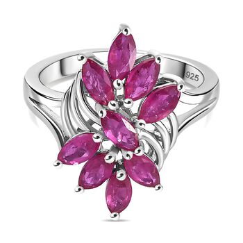 Afrikanischer Rubin (Fissure gef&uuml;llt) Ring 925 Silber rhodiniert (Gr&ouml;&szlig;e 16.00) ca. 1,62 ct