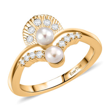 EVER TRUE S&uuml;&szlig;wasser Perle (4 mm), Wei&szlig;er Zirkon Ring Nickelfreies Messing (Gr&ouml;&szlig;e 21.00)