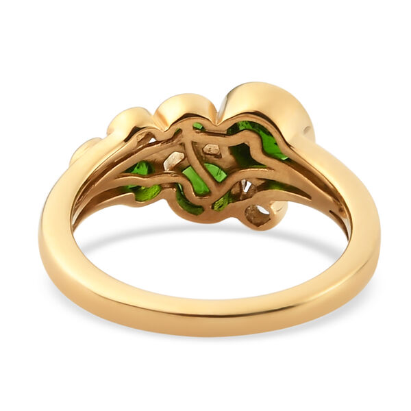 Nat&uuml;rlicher Chromdiopsid und Zirkon Ring 925 Silber vergoldet image number 6