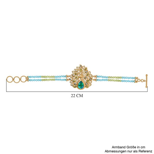 Pfau Triplett Quarz und Multi Edelstein Armband, 19 cm - 22,71 ct. image number 5